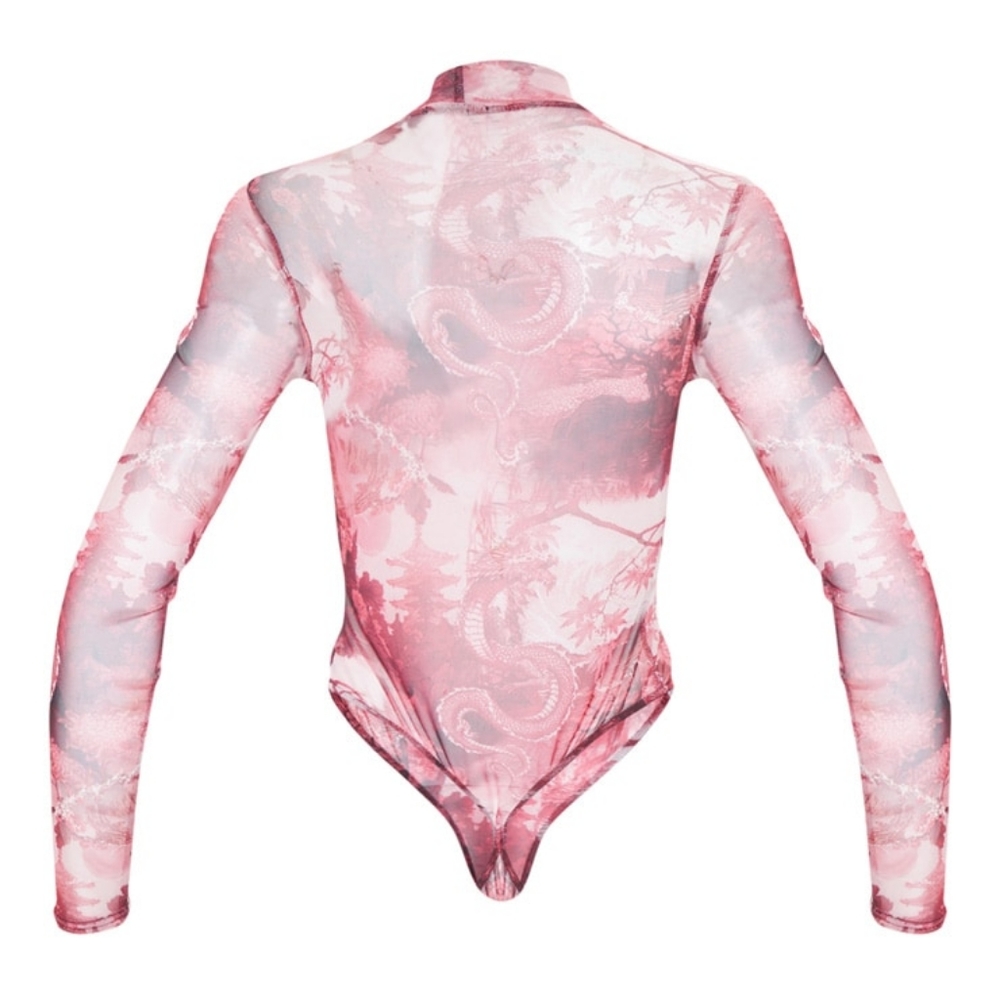 Missguided China print high neck mesh bodysuit - Picture 4 of 4